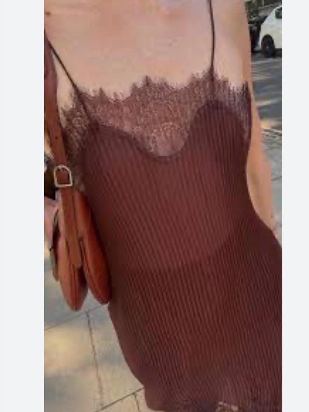 Zara Lace Pleated Slip Dress - Deep Brown